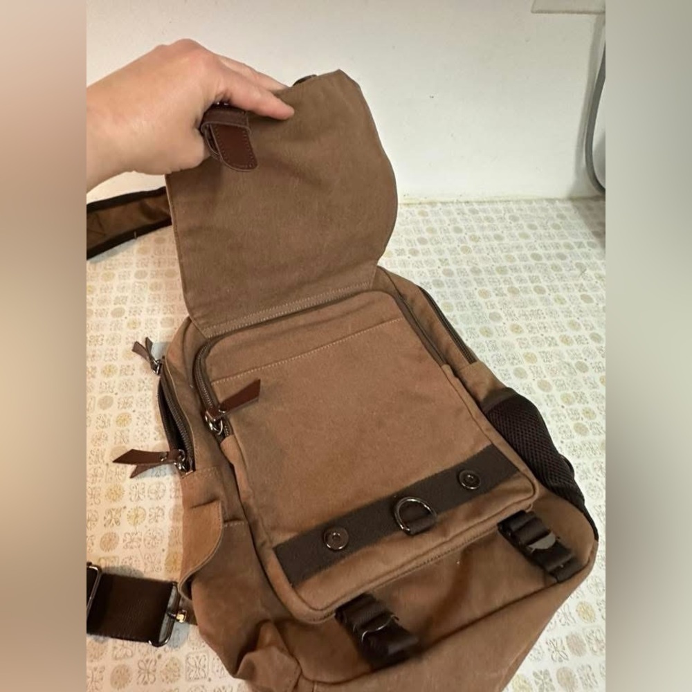 One Strap Brown Backpack - image 4